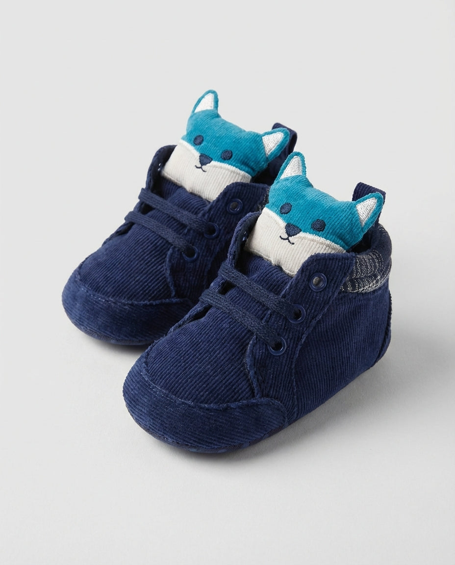 Baby Boy Footwear Animal High Top Crib Shoes | Lace Up Style