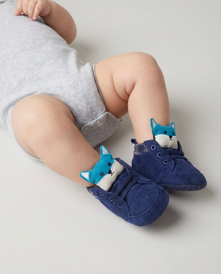 Baby Boy Footwear Animal High Top Crib Shoes | Lace Up Style