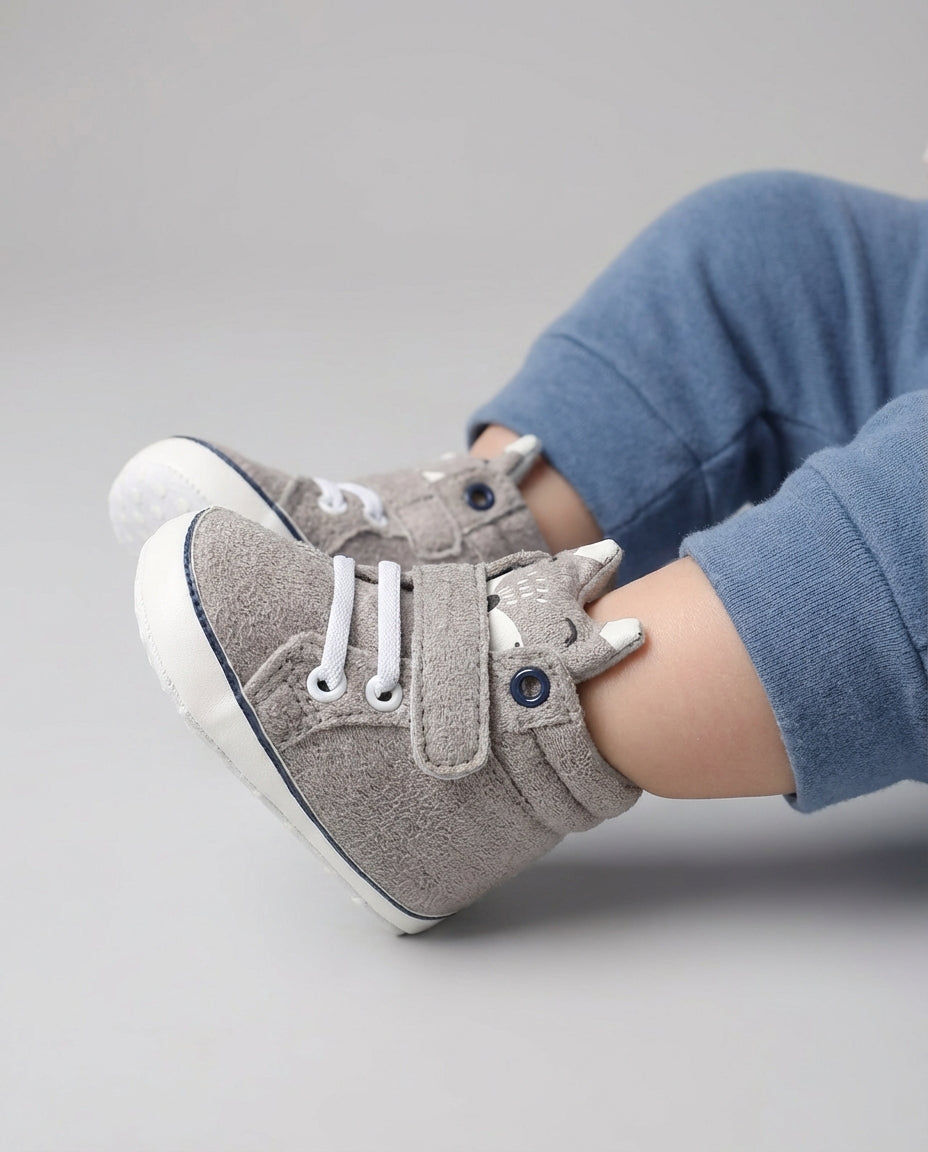 Baby Boy Footwear Animal High Top Crib Shoes | Lace Up Style
