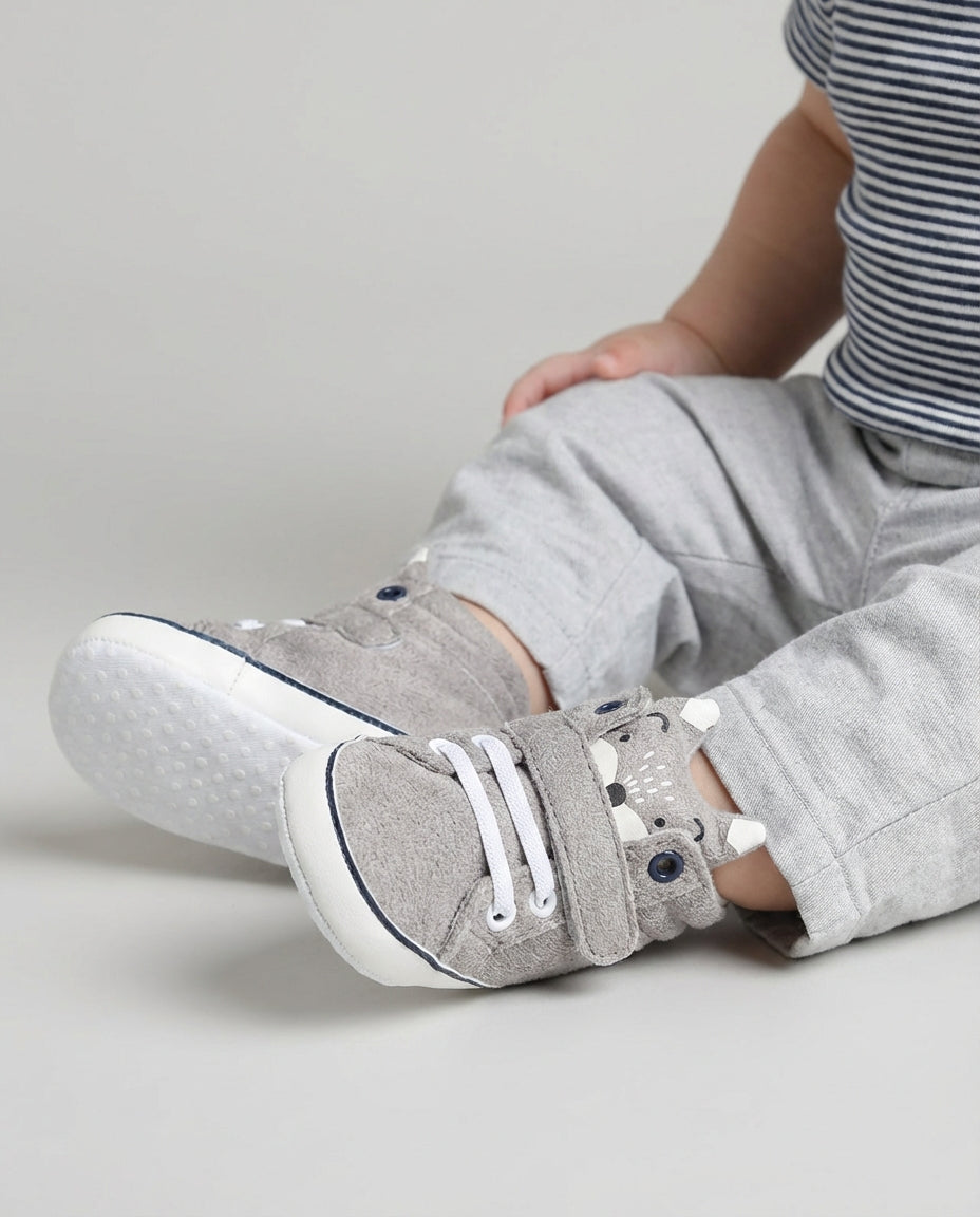 Baby Boy Footwear Animal High Top Crib Shoes | Lace Up Style