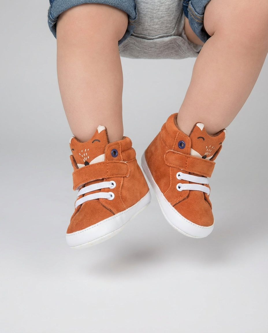 Baby Boy Footwear Animal High Top Crib Shoes | Lace Up Style