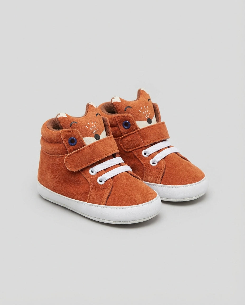 Baby Boy Footwear Animal High Top Crib Shoes | Lace Up Style