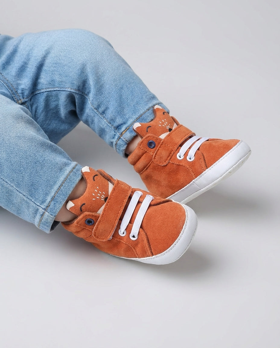 Baby Boy Footwear Animal High Top Crib Shoes | Lace Up Style