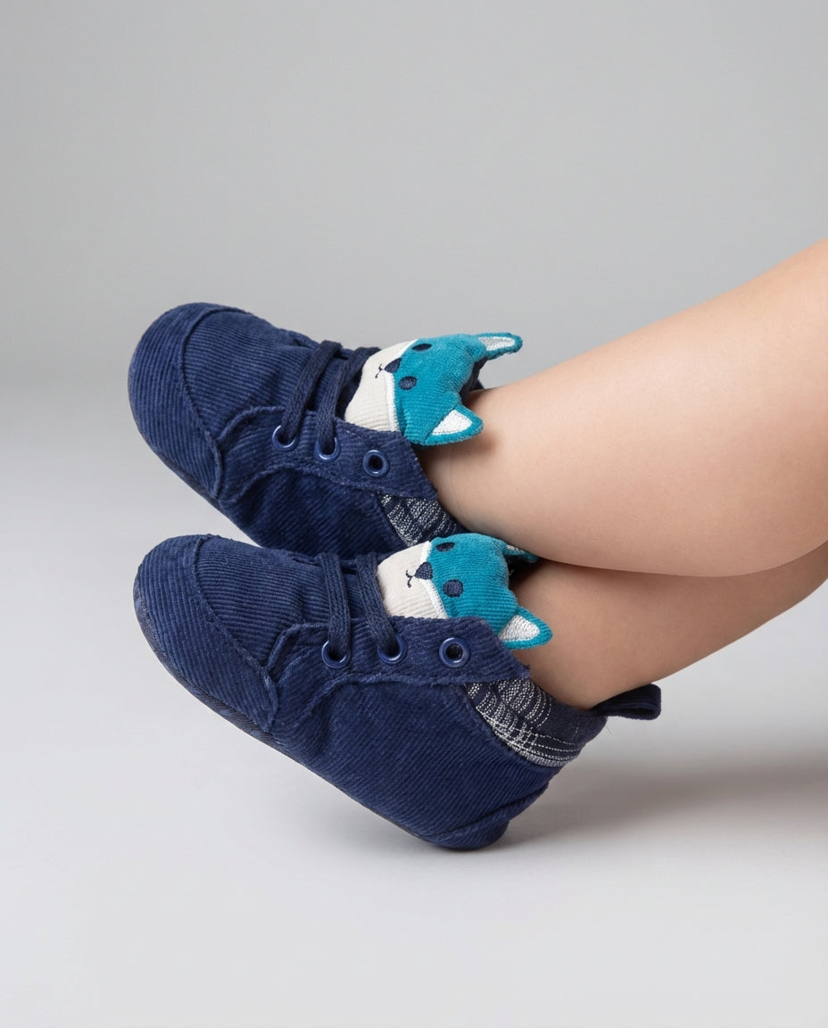 Baby Boy Footwear Animal High Top Crib Shoes | Lace Up Style