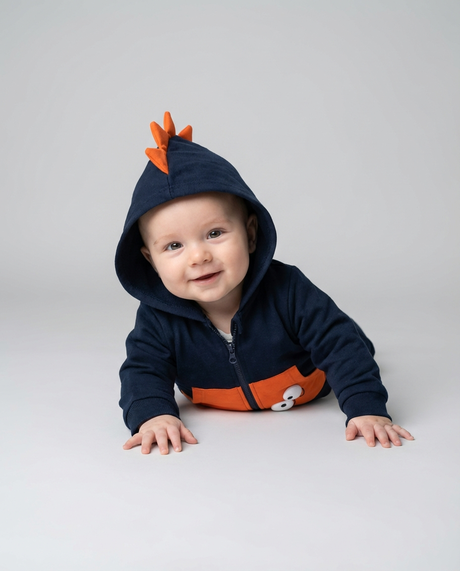 Baby Clothing Boys Cartoon Hooded Zip Jacket | Dino Style