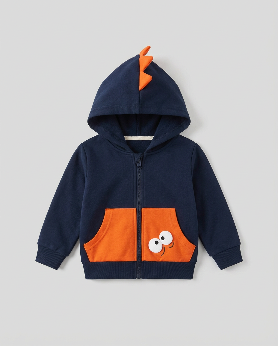 Baby Clothing Boys Cartoon Hooded Zip Jacket | Dino Style