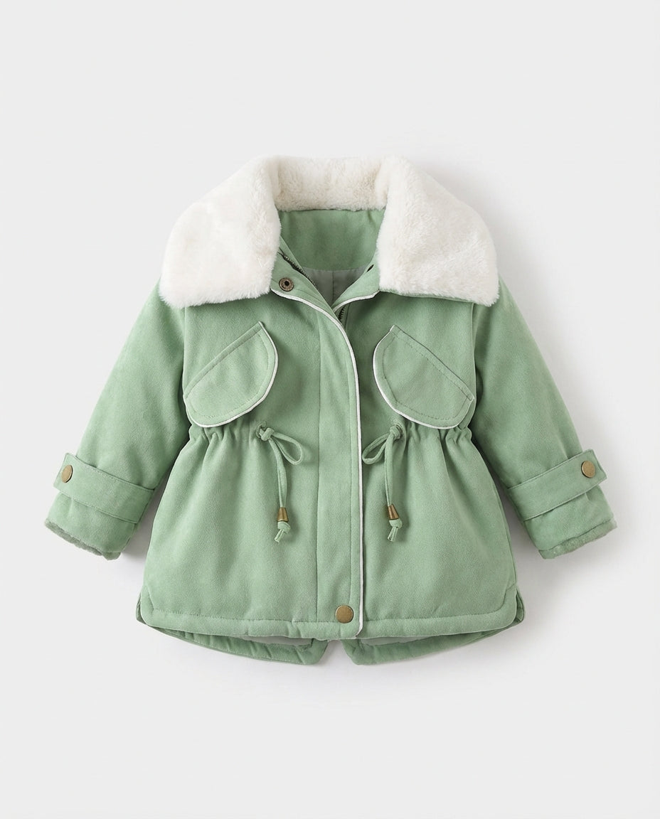 Baby Clothing Jacket Girls Plush Collar Zip Coat | Winter Style