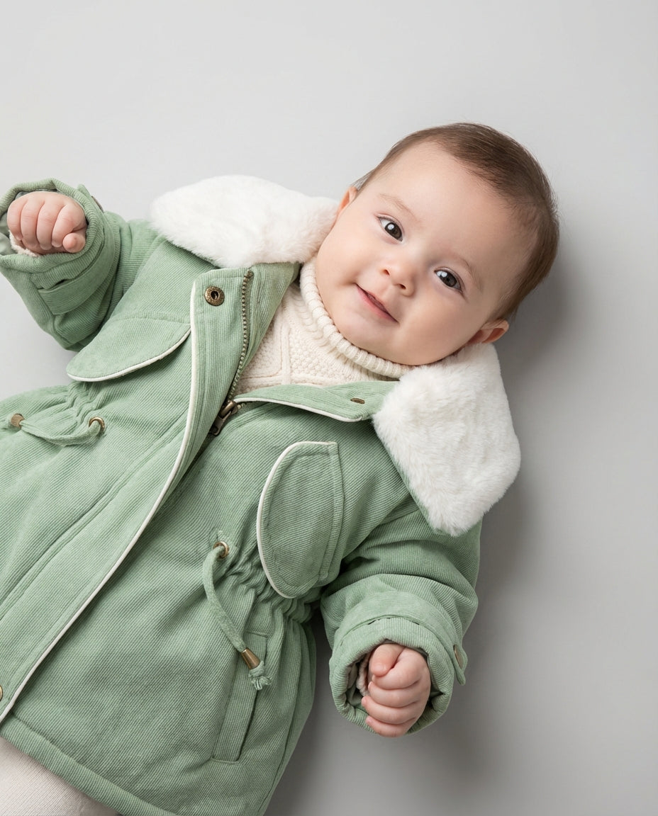 Baby Clothing Jacket Girls Plush Collar Zip Coat | Winter Style