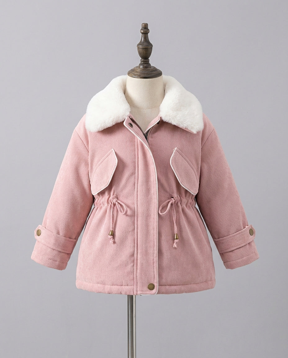 Baby Clothing Jacket Girls Plush Collar Zip Coat | Winter Style
