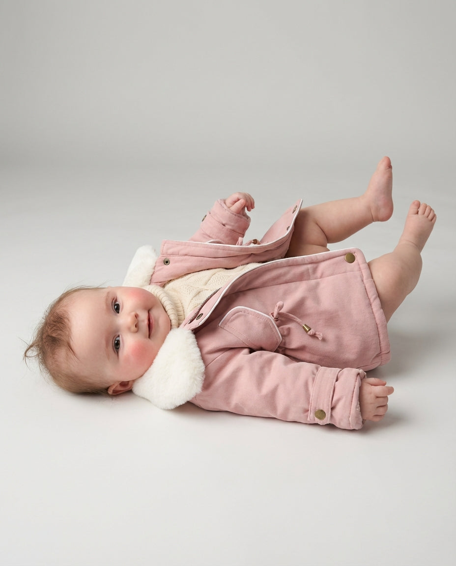 Baby Clothing Jacket Girls Plush Collar Zip Coat | Winter Style