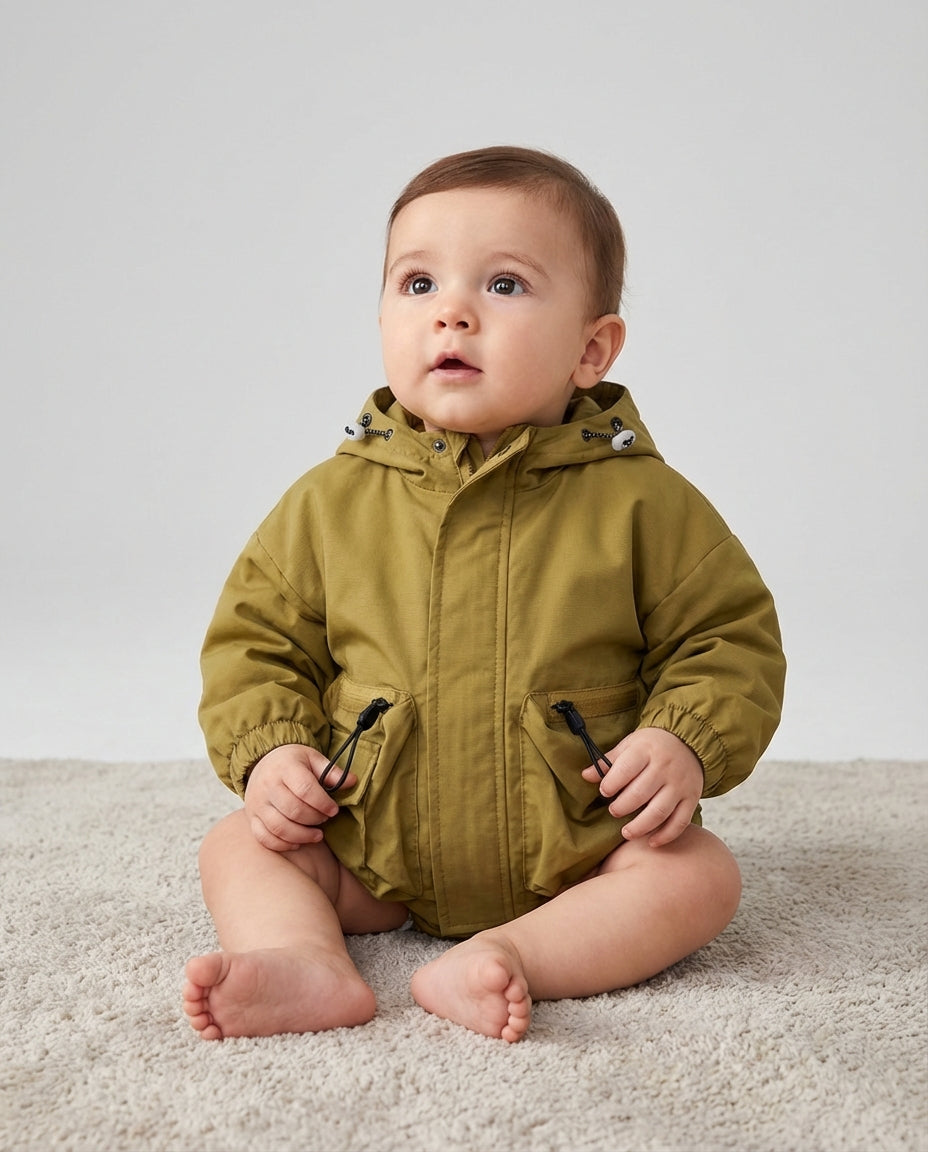 Baby Clothing Soft Shell Jacket Boys Hooded Zip Coat | Cargo Style
