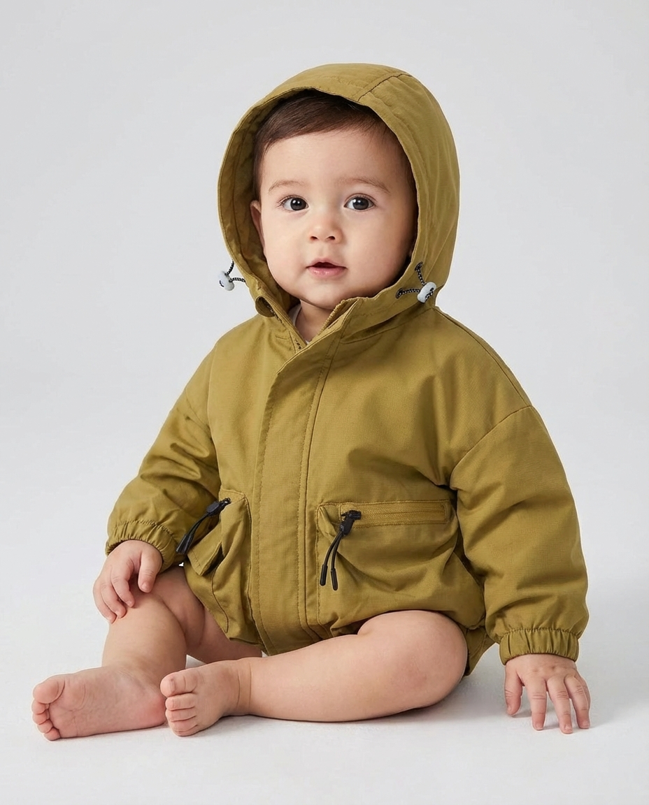 Baby Clothing Soft Shell Jacket Boys Hooded Zip Coat | Cargo Style