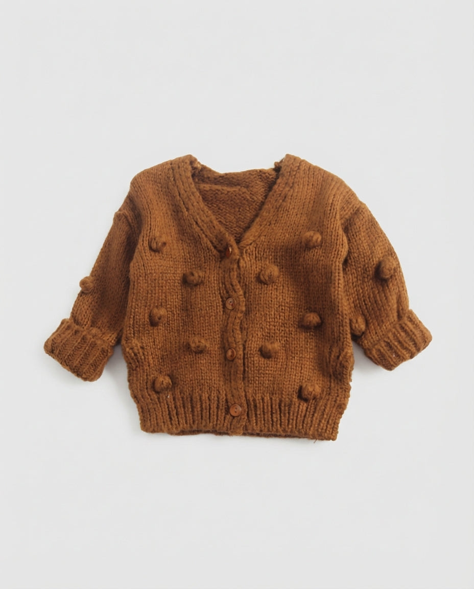 Baby Clothing Sweater Girls Button Knit Cardigan | Pom Detail