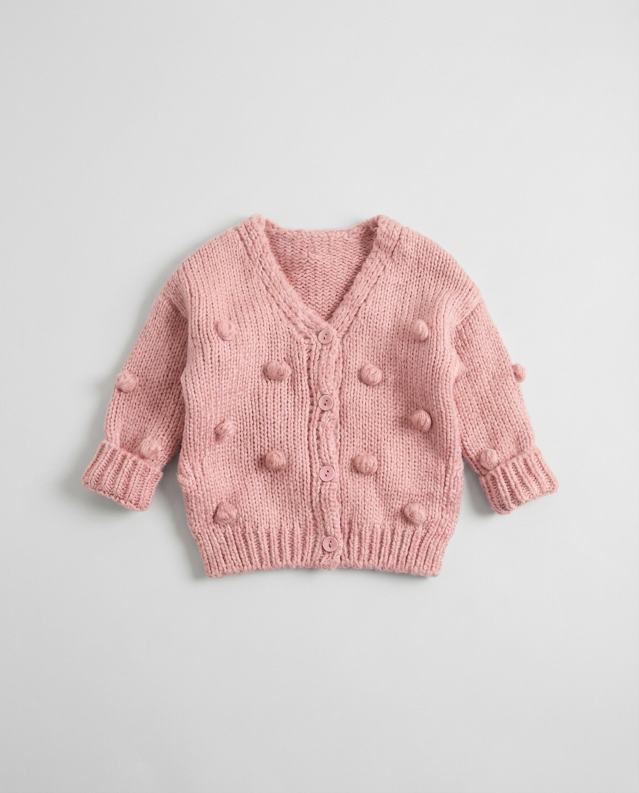 Baby Clothing Sweater Girls Button Knit Cardigan | Pom Detail