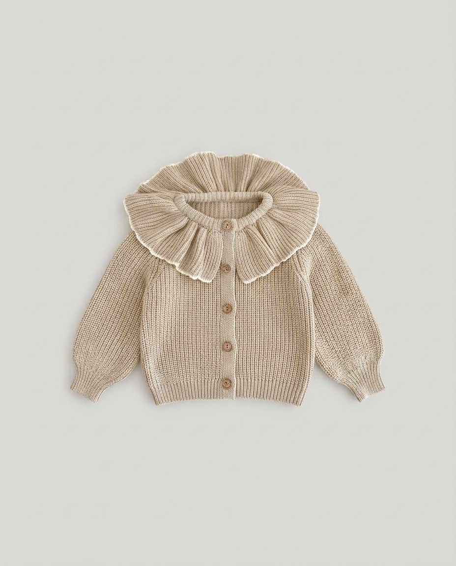 Baby Clothing Sweater Girls Ruffle Collar Cardigan | Button Front