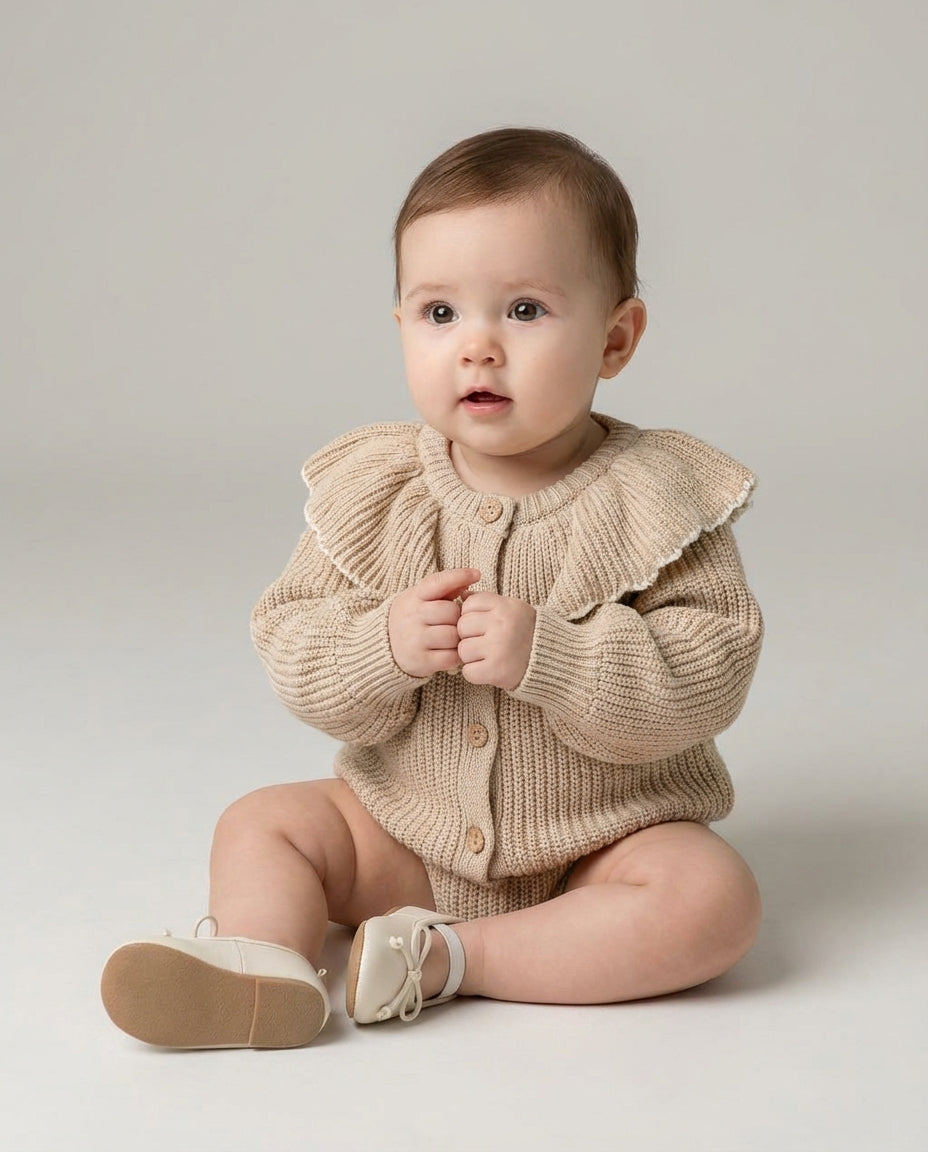 Baby Clothing Sweater Girls Ruffle Collar Cardigan | Button Front