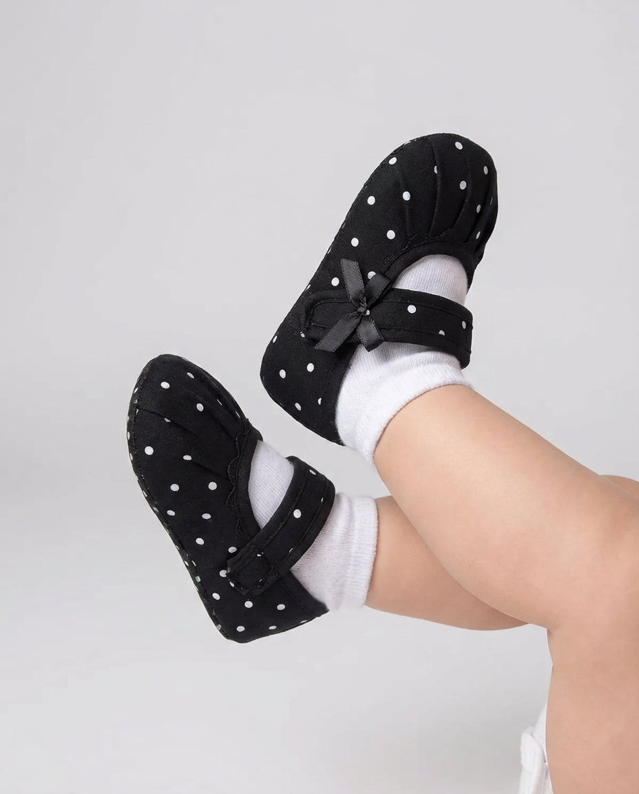 Baby Girl Footwear Polka Dot Mary Jane Shoes | Bow Detail